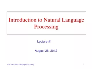 Introduction to Natural Language Processing