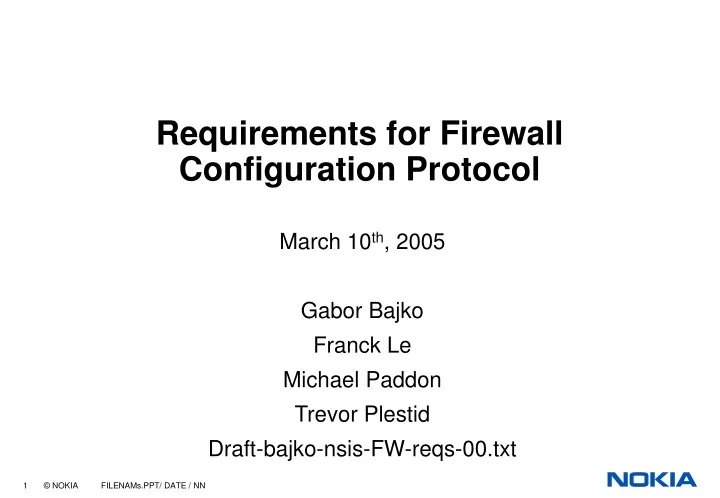 requirements for firewall configuration protocol