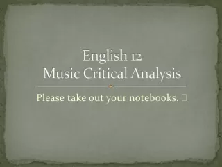 English 12 Music Critical Analysis