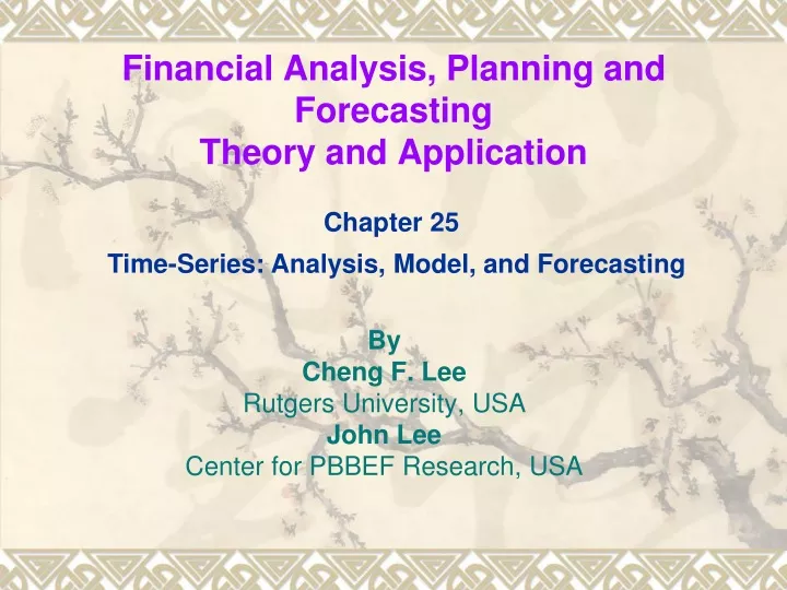 financial analysis planning and forecasting theory and application