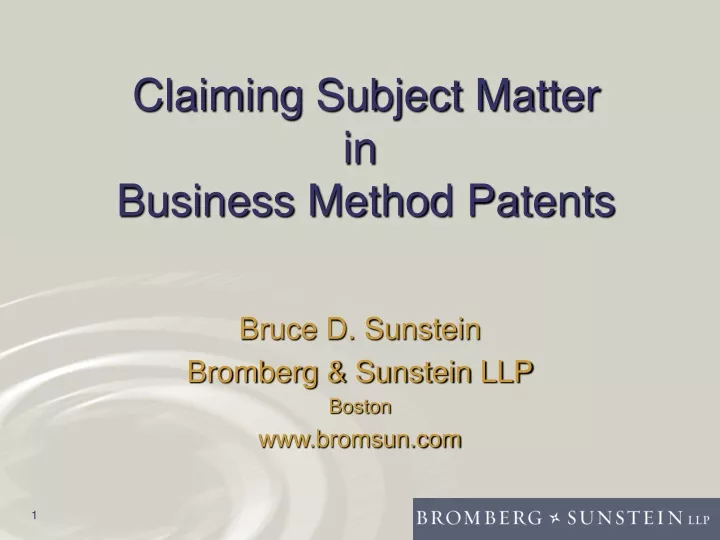 claiming subject matter in business method patents