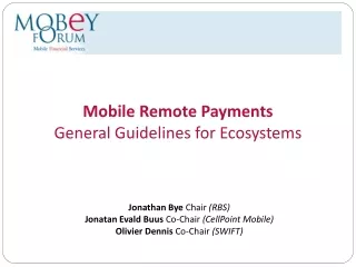 Mobile Remote Payments General Guidelines for Ecosystems
