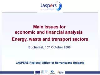 Main issues for  economic and financial analysis   Energy, waste and transport sectors