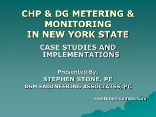 CHP &amp; DG METERING &amp; MONITORING IN NEW YORK STATE