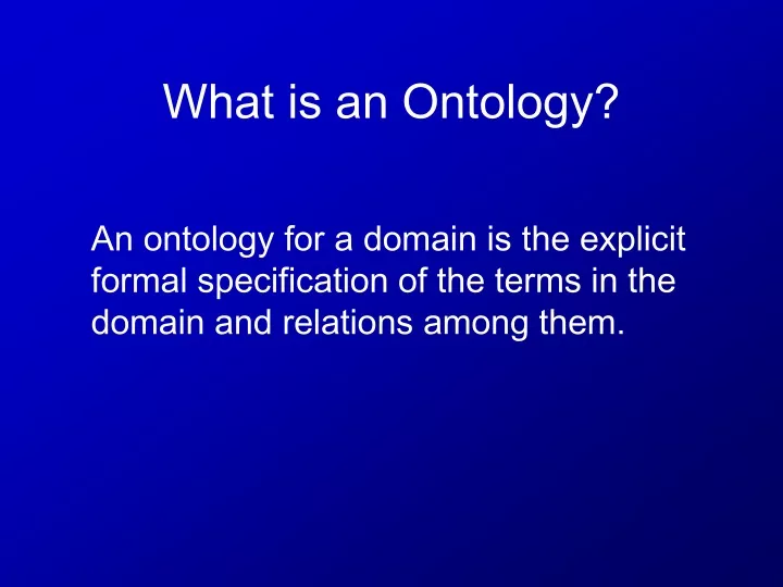 what is an ontology