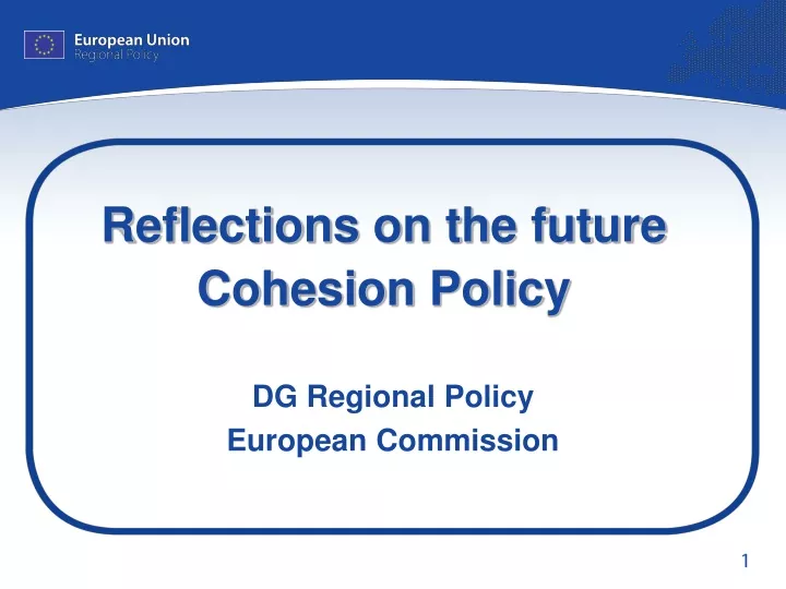 reflections on the future cohesion policy