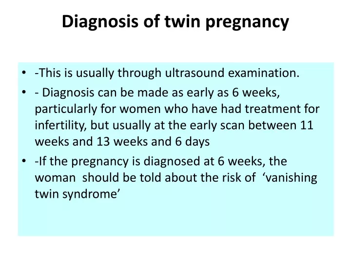 diagnosis of twin pregnancy