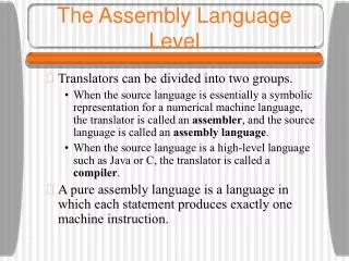 The Assembly Language Level