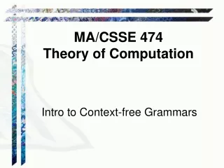 Intro to Context-free Grammars