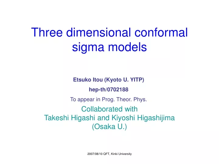 three dimensional conformal sigma models