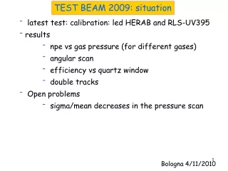 TEST BEAM 2009: situation