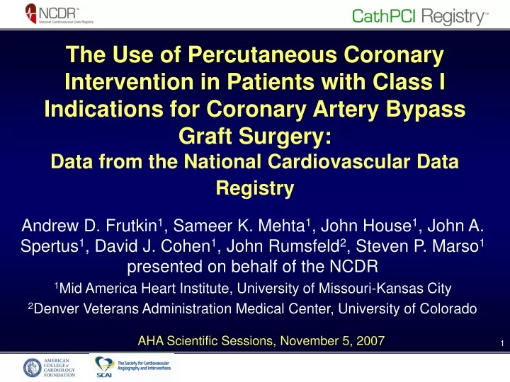 the use of percutaneous coronary intervention