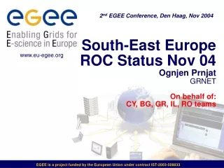 South-East Europe ROC Status Nov 04 Ognjen Prnjat GRNET On behalf of: CY, BG, GR, IL, RO teams
