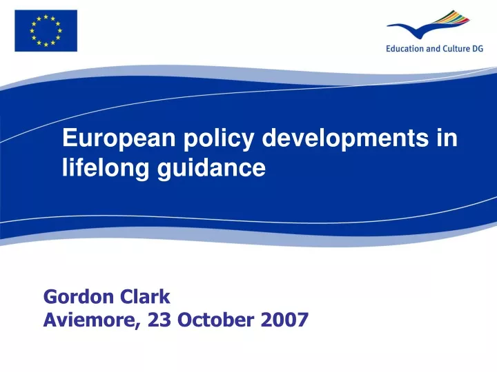 european policy developments in lifelong guidance
