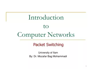 Introduction  to  Computer Networks