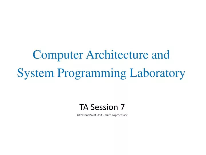 computer architecture and system programming