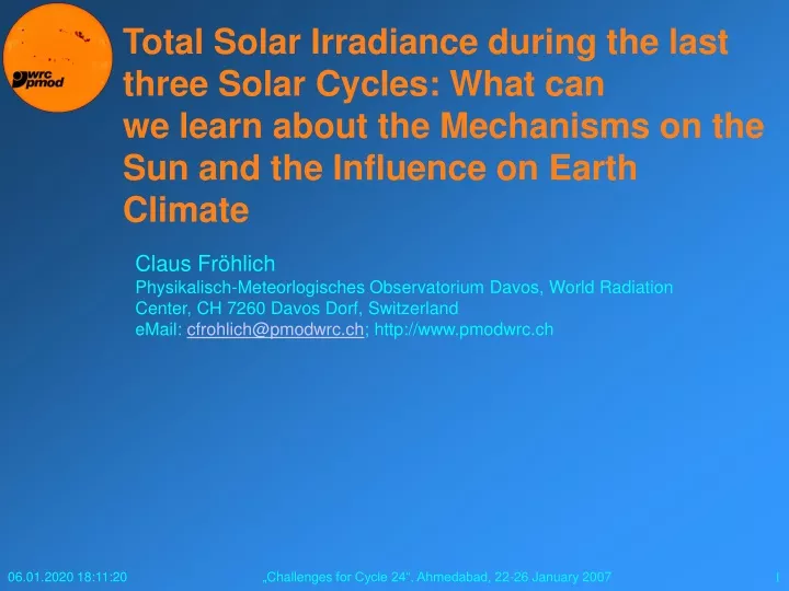 total solar irradiance during the last three
