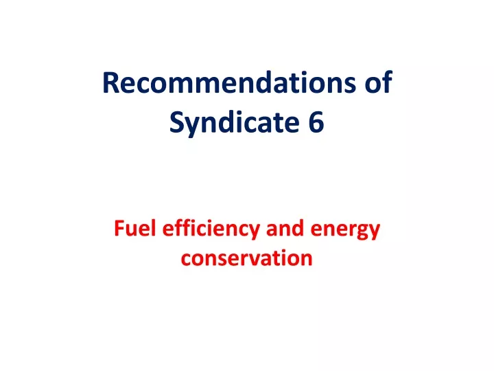 recommendations of syndicate 6