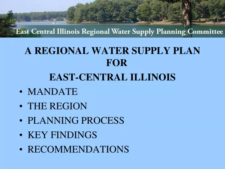 a regional water supply plan for east central