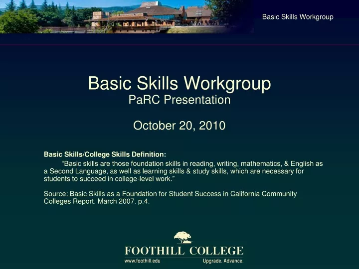 basic skills workgroup parc presentation october 20 2010