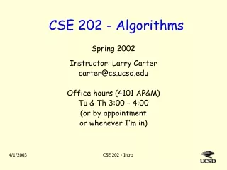 CSE 202 - Algorithms