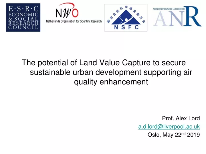 the potential of land value capture to secure