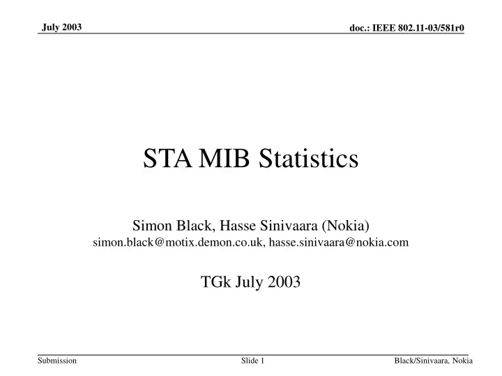 sta mib statistics