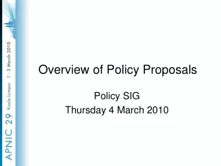 Overview of Policy Proposals