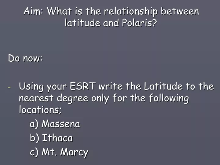aim what is the relationship between latitude
