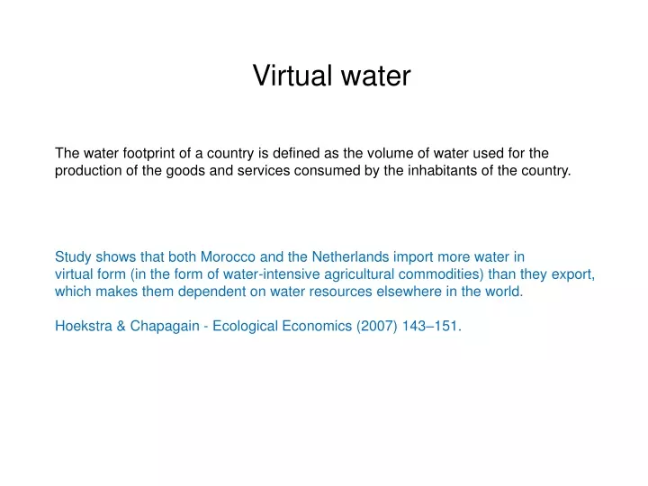 virtual water the water footprint of a country