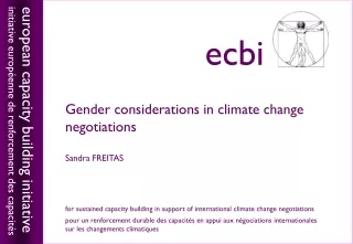 Gender considerations in climate change negotiations Sandra FREITAS