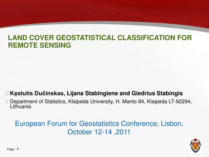 land cover geostatistical classification for remote sensing