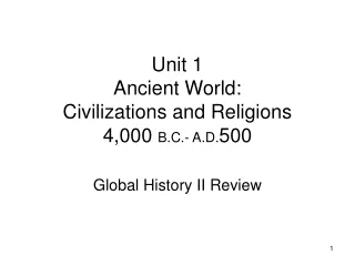 Unit 1 Ancient World:  Civilizations and Religions 4,000  B.C.- A.D. 500