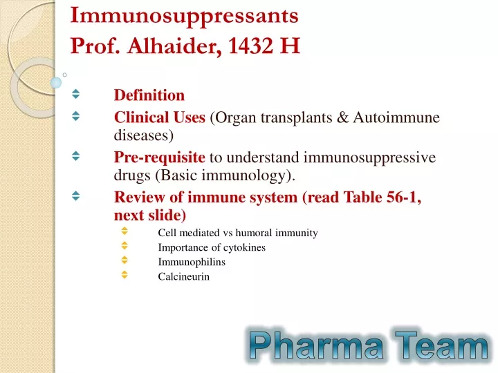 immunosuppressants prof alhaider 1432