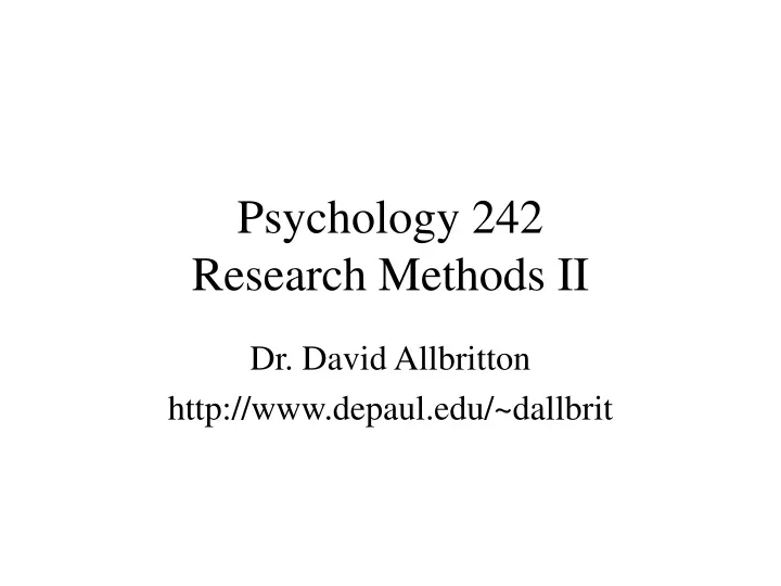 psychology 242 research methods ii