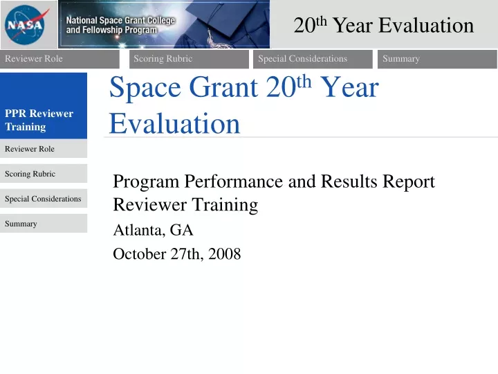 space grant 20 th year evaluation