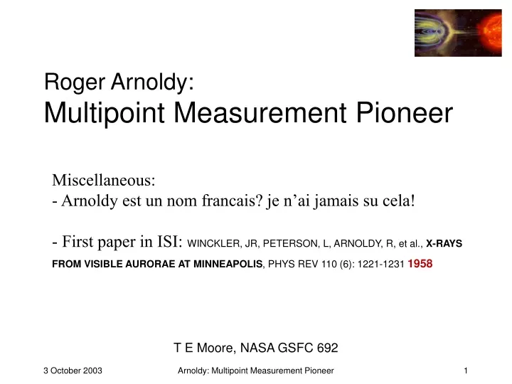 roger arnoldy multipoint measurement pioneer