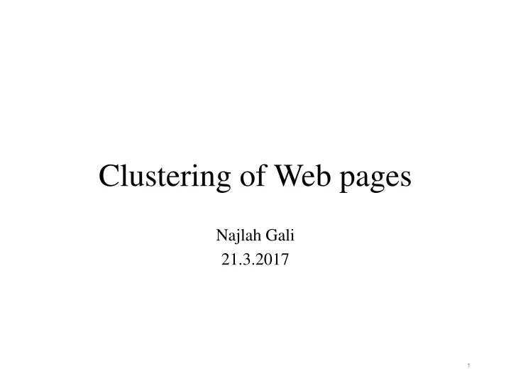 clustering of web pages