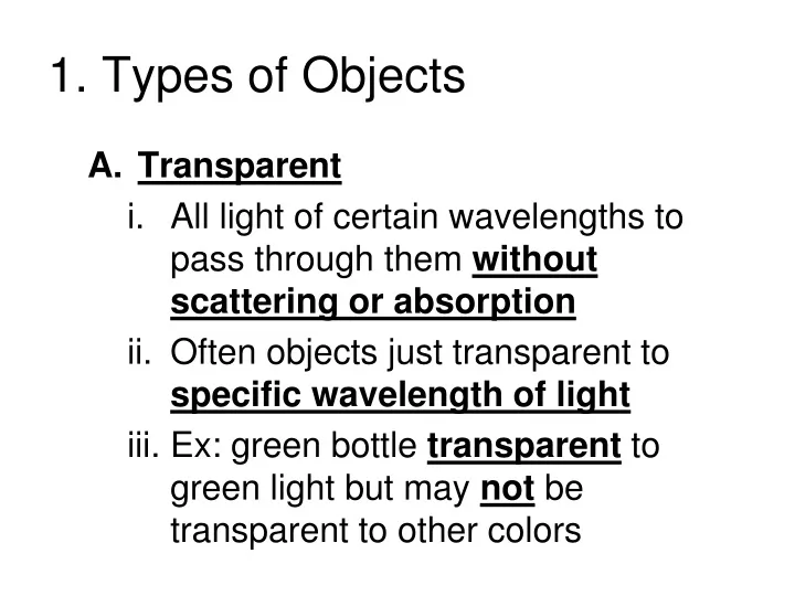 1 types of objects