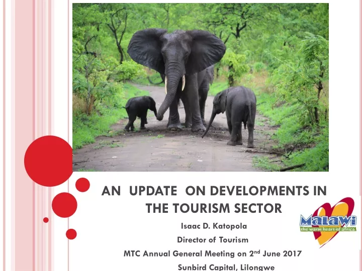 an update on developments in the tourism sector