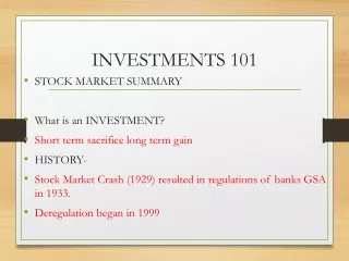 INVESTMENTS 101