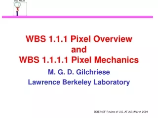 WBS 1.1.1 Pixel Overview and  WBS 1.1.1.1 Pixel Mechanics