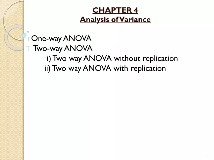 chapter 4 analysis of variance one way anova