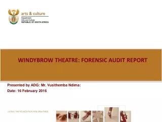 WINDYBROW THEATRE: FORENSIC AUDIT REPORT