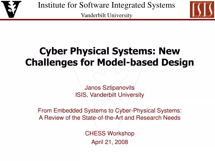 cyber physical systems new challenges for model based design