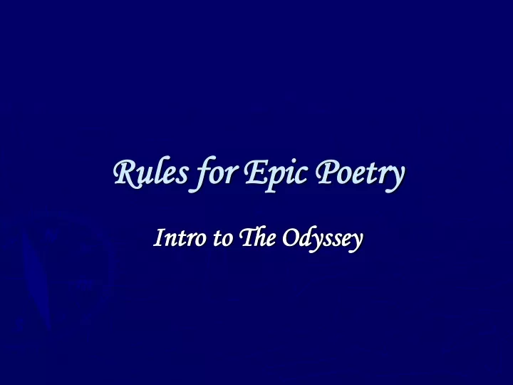 rules for epic poetry