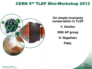 CERN 5 th  TLEP Mini-Workshop 2013