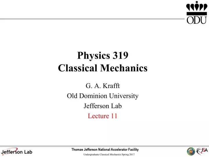 physics 319 classical mechanics