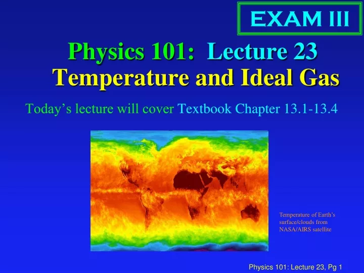 physics 101 lecture 23 temperature and ideal gas