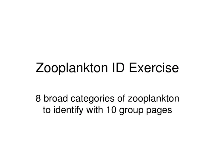 zooplankton id exercise